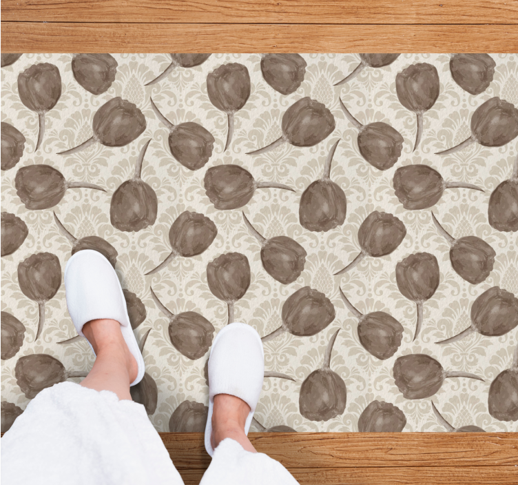 Gentle Botanical Motif vinyl rug flowers - TenStickers