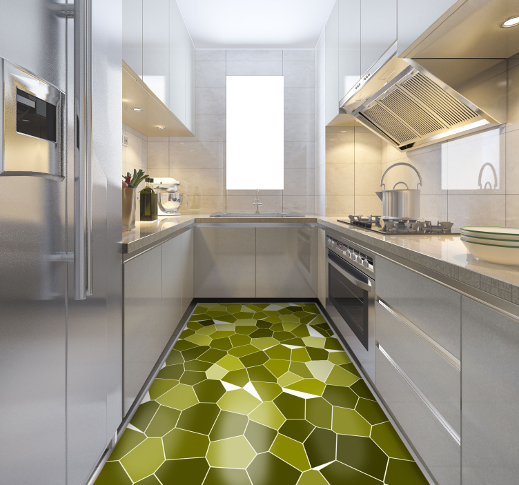 Geometric Culinary Space kitchen vinyl rug - TenStickers