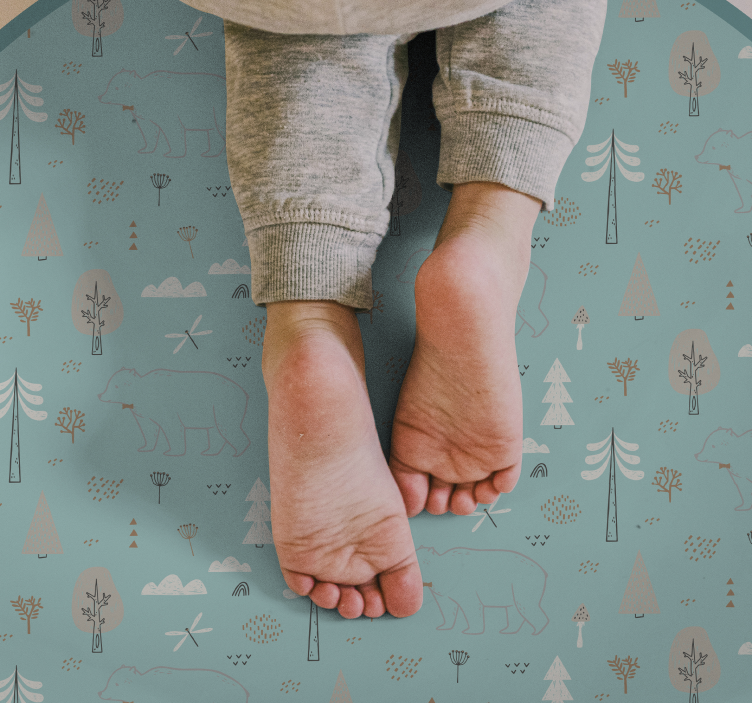 Geometric forest pattern kids vinyl rug - TenStickers