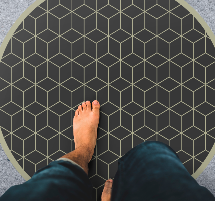 Geometric gray and black diamond pattern rug - TenStickers