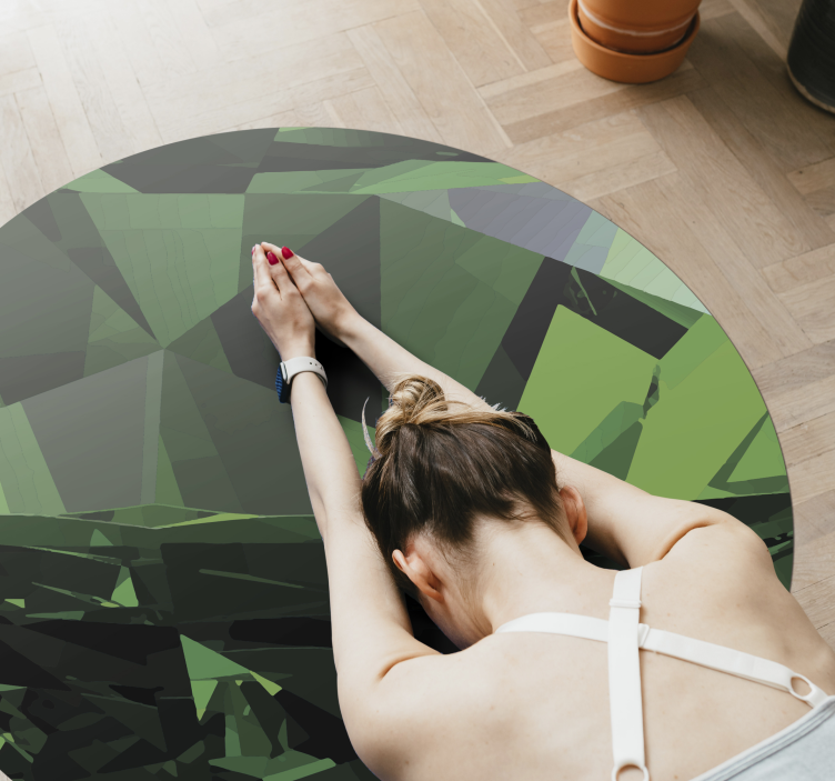 Geometric Green Facets texture vinyl rug - TenStickers