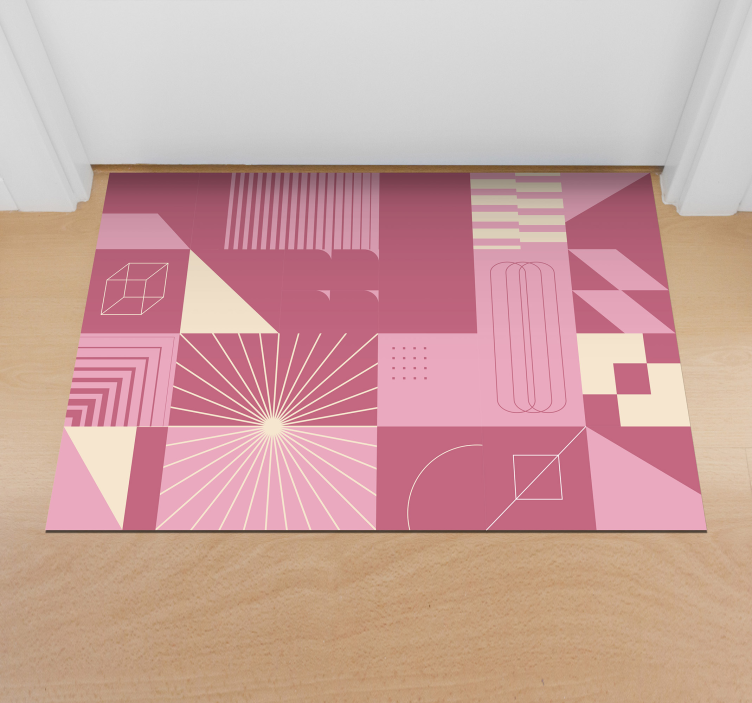 Geometric pink patterns modern vinyl rug - TenStickers