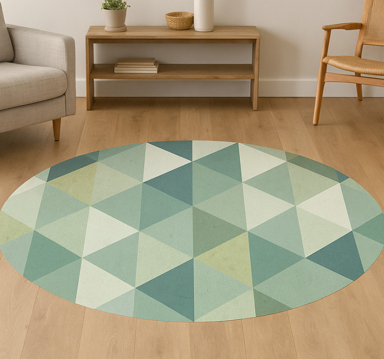 Geometric triangles design green vinyl rug - TenStickers