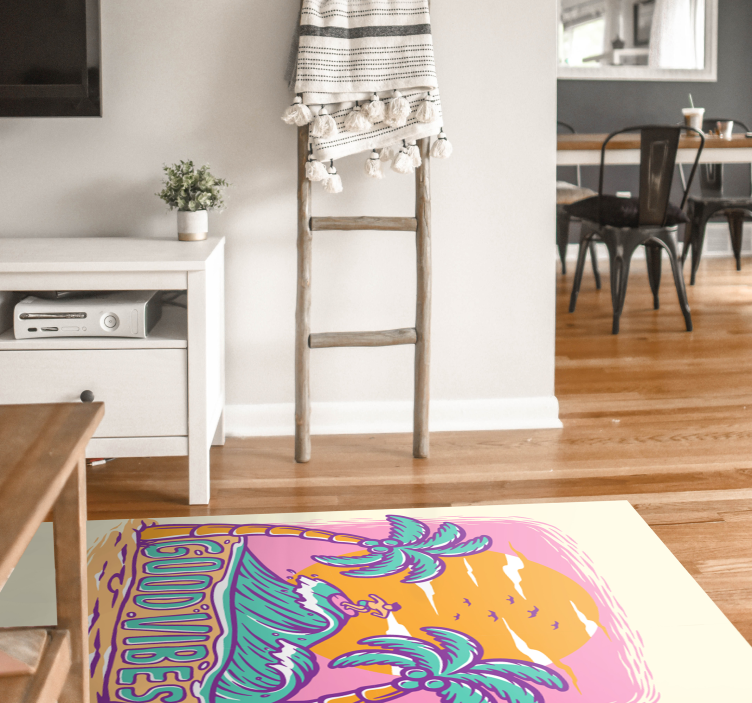 Good Vibes Surf teenage bedroom vinyl rug - TenStickers