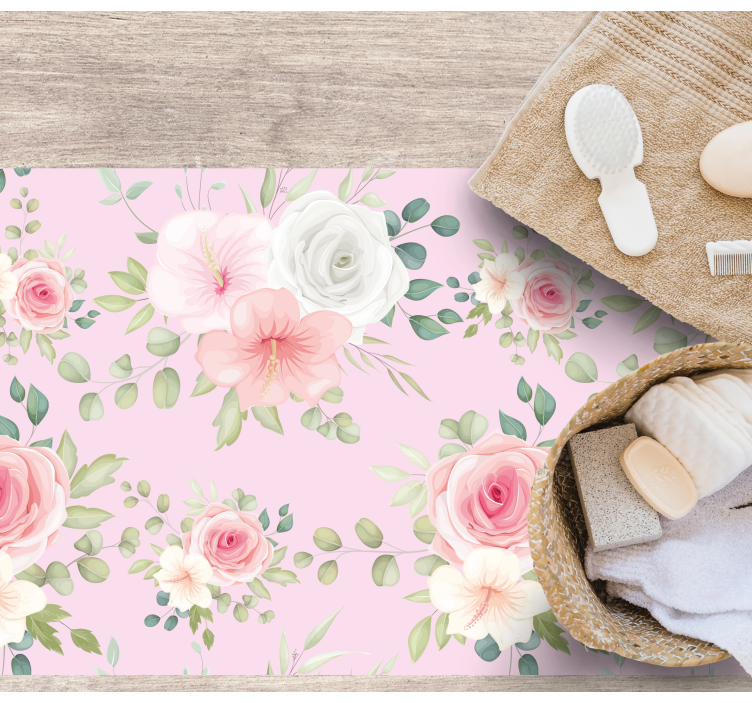 Graceful blossom vinyl rug flowers - TenStickers