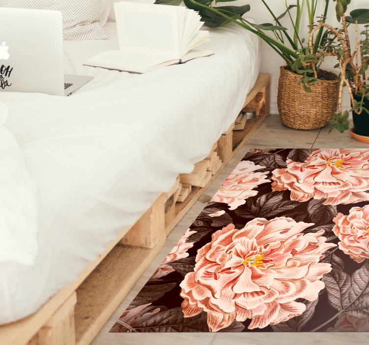 Graceful Floral Blossoms vinyl rug flowers - TenStickers