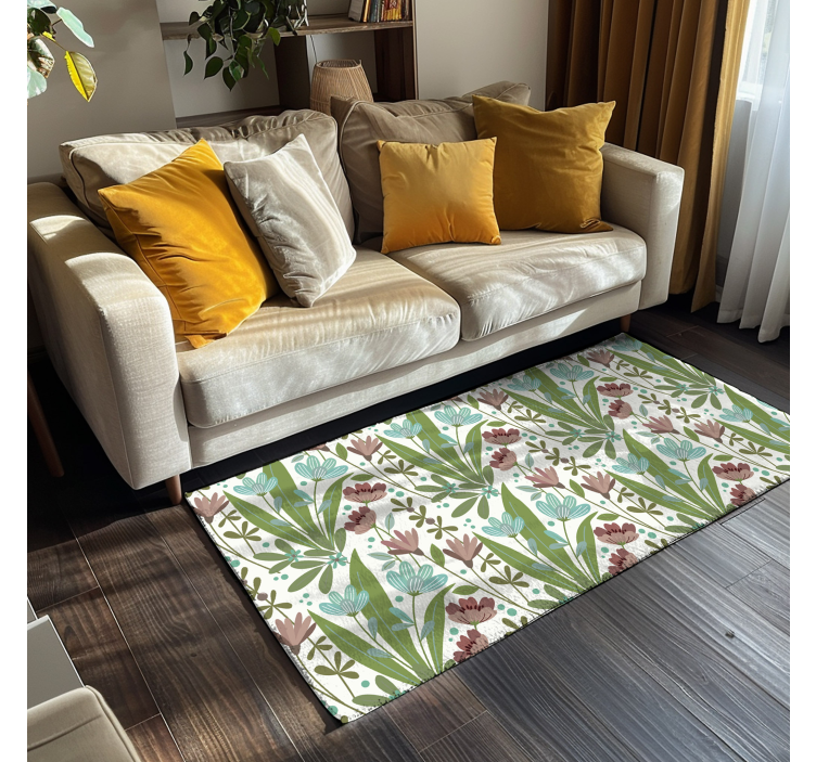 Floral Botanical Pattern vinyl rug flowers - TenStickers