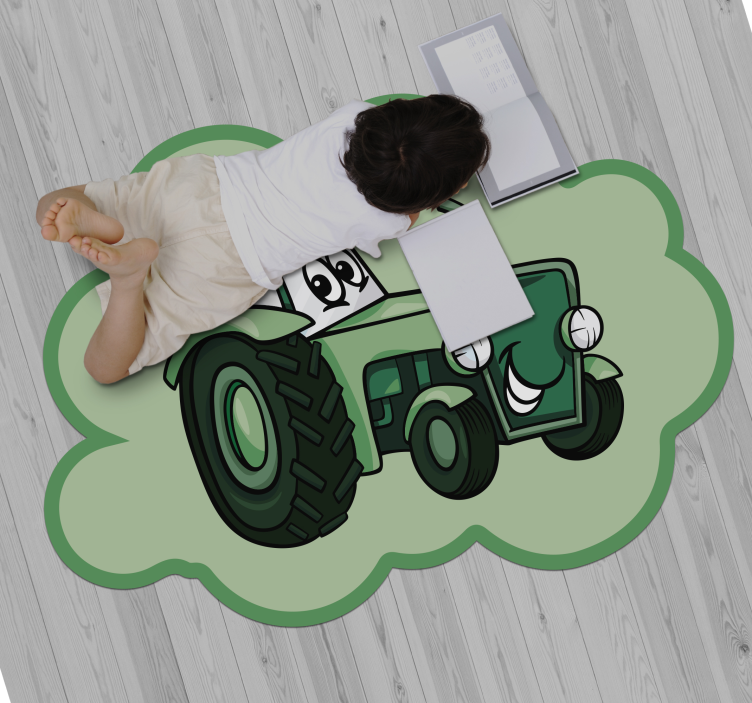 green tractor kids vinyl rug - TenStickers
