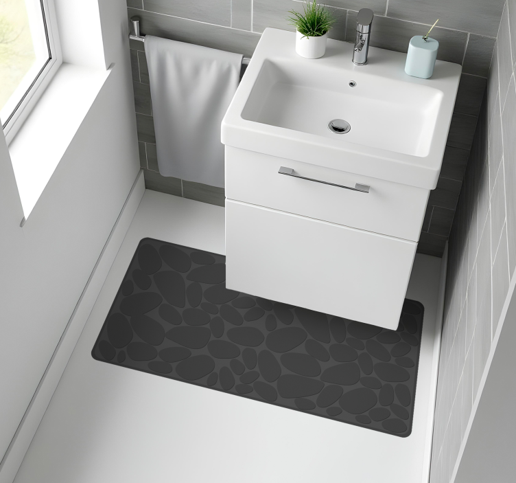 Grey rock effect vinyl rug bathroom - TenStickers