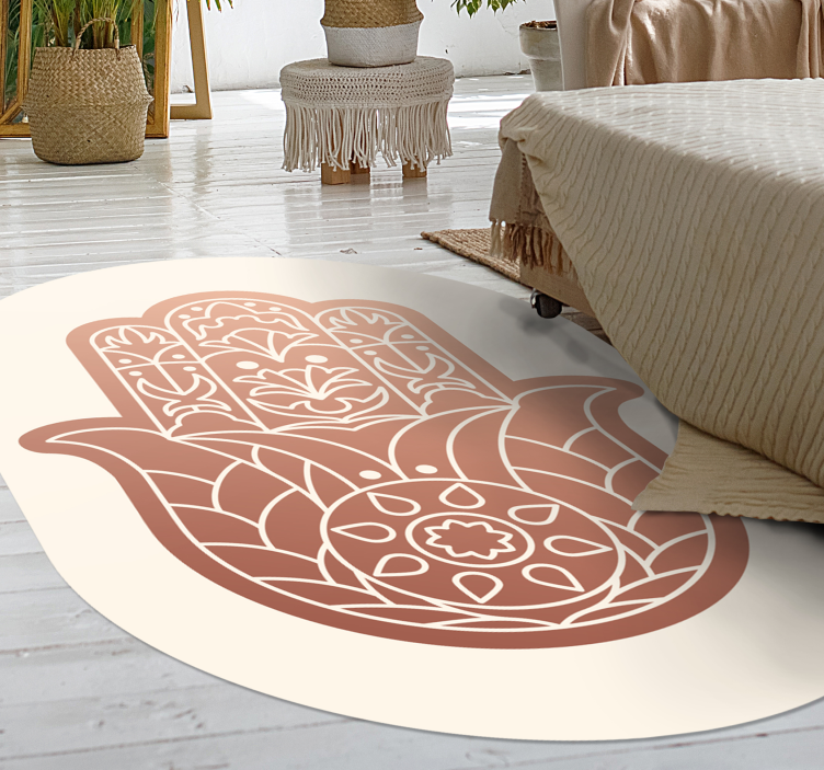 Beige Hand of  Fatima mandala vinyl rug - TenStickers