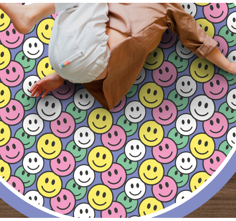 Happy Smiley Faces vinyl rug - TenStickers
