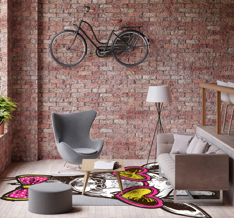 Quirky giraffe heart glasses animal mat - TenStickers