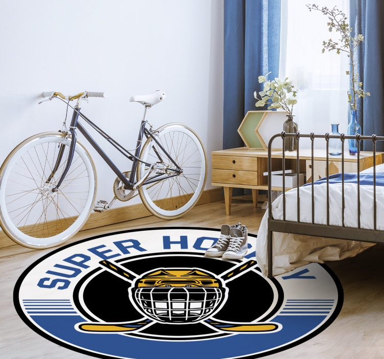 Hockey Emblem vinyl rug gaming - TenStickers