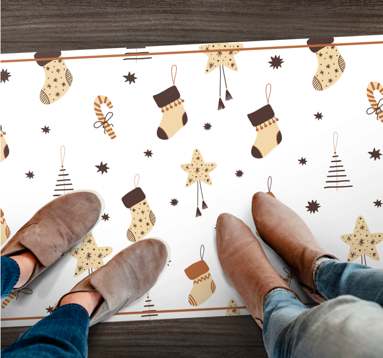 White holiday celebrations christmas vinyl rug - TenStickers