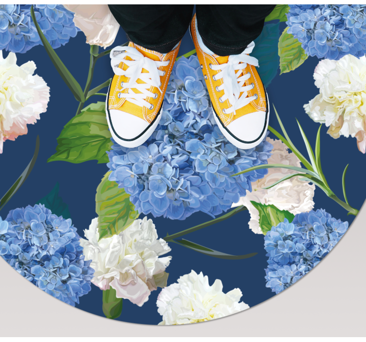 Hydrangea pattern vinyl rug flowers - TenStickers