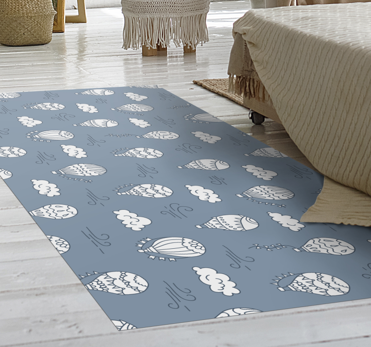 White and blue balloons kids vinyl rug - TenStickers