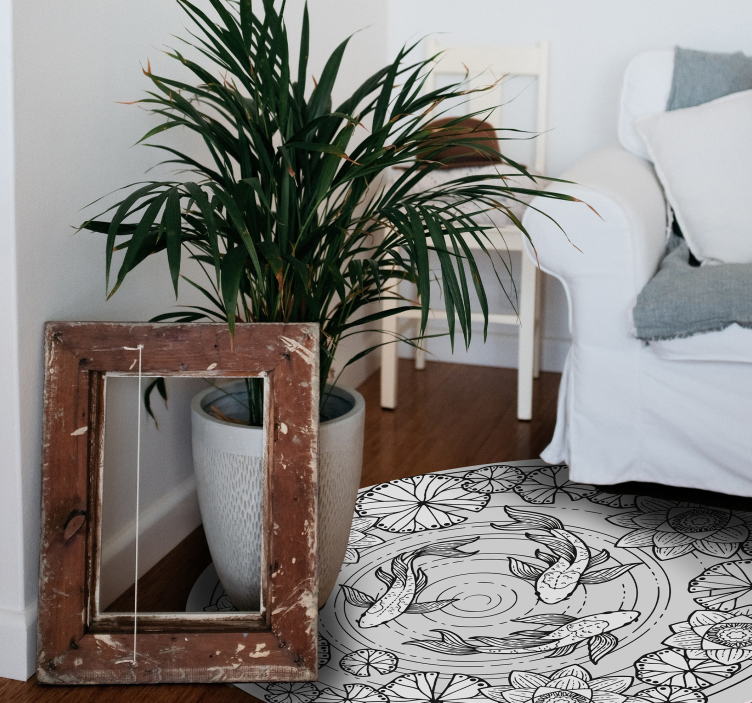 Koi Fish Serenity animal vinyl rug - TenStickers