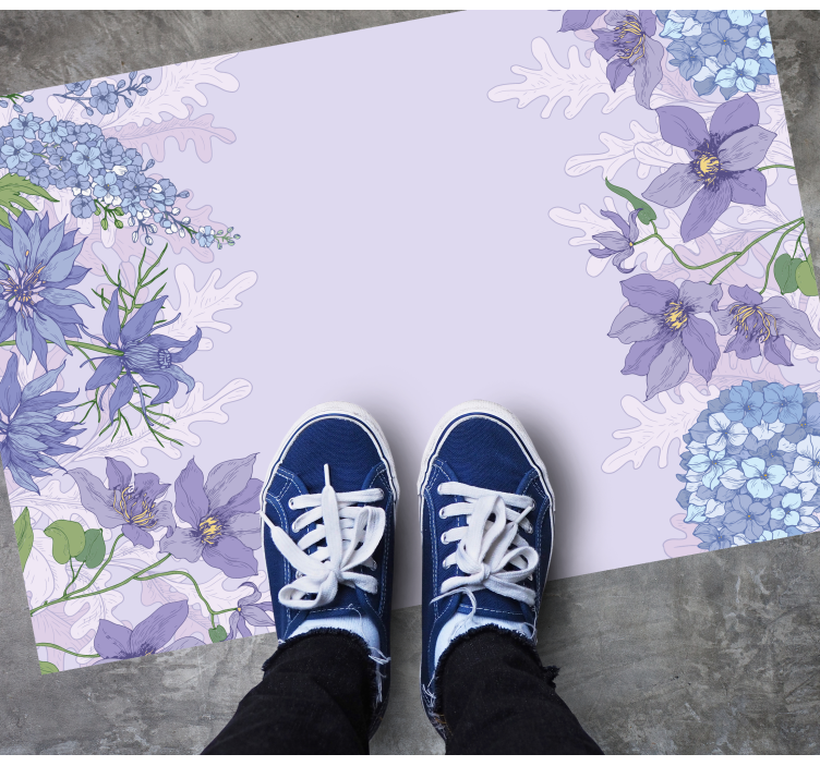 Lavender floral accents vinyl rug flowers - TenStickers