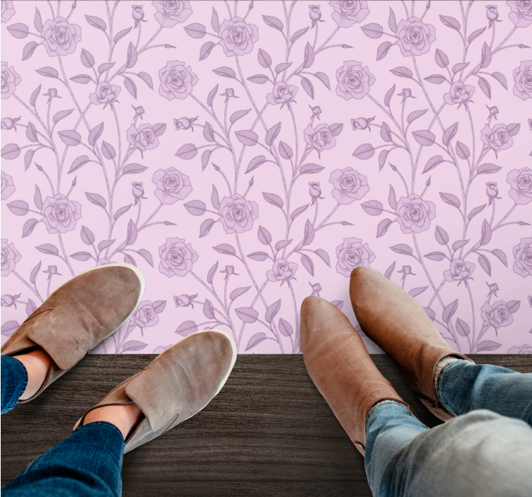 Lavender Floral Pattern vinyl rug flowers - TenStickers
