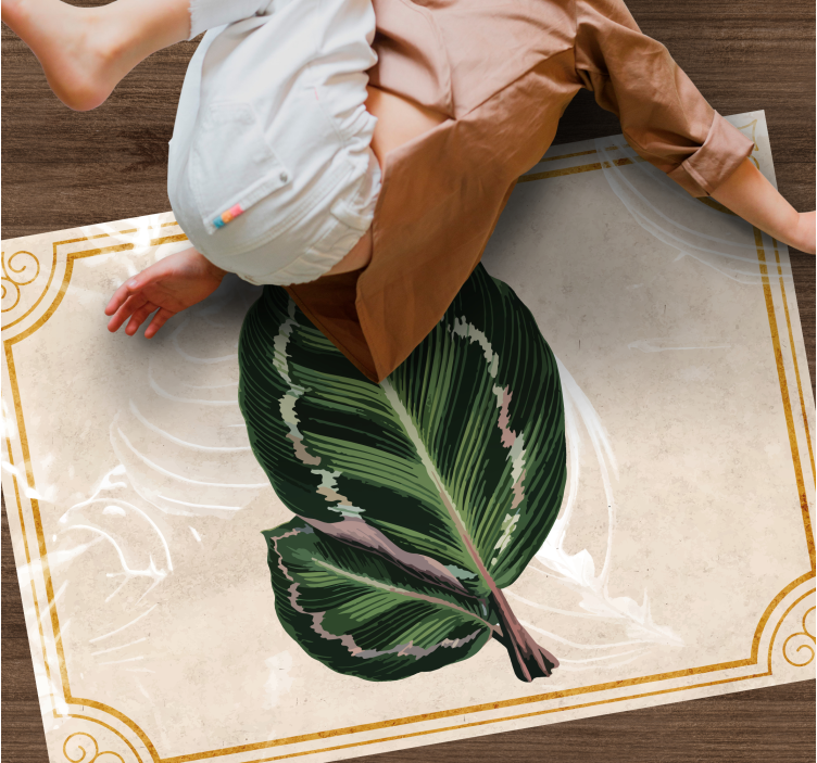 Leaf Motif Elegance nature vinyl rug - TenStickers