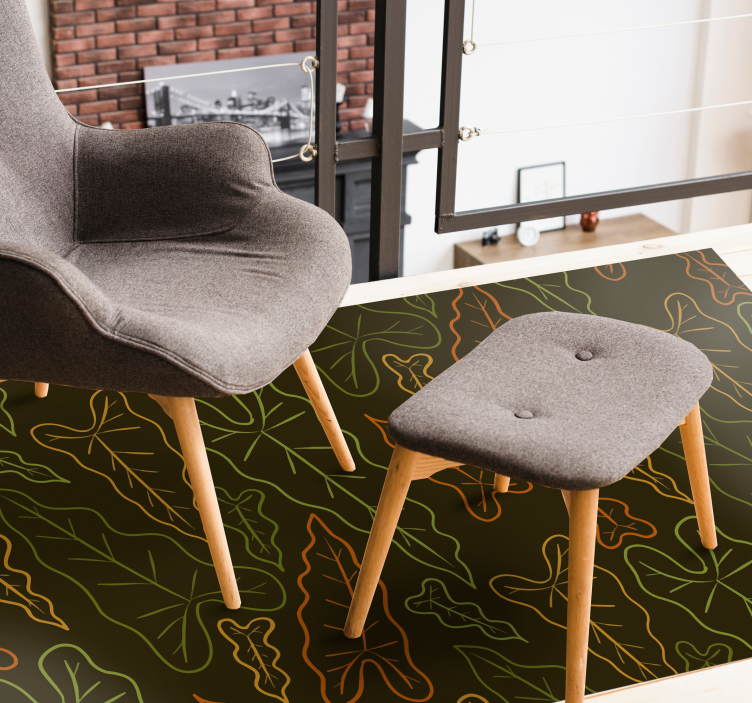 Leafy Contours vinyl rug flowers - TenStickers