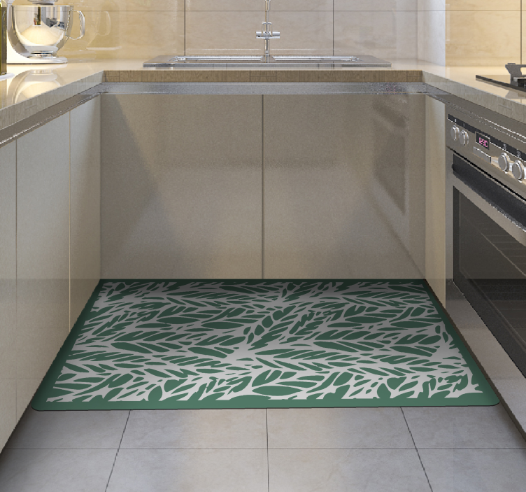 Leafy Elegance vinyl rug flowers - TenStickers