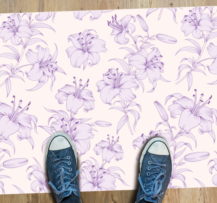 Lilac Floral Pattern vinyl rug flowers - TenStickers