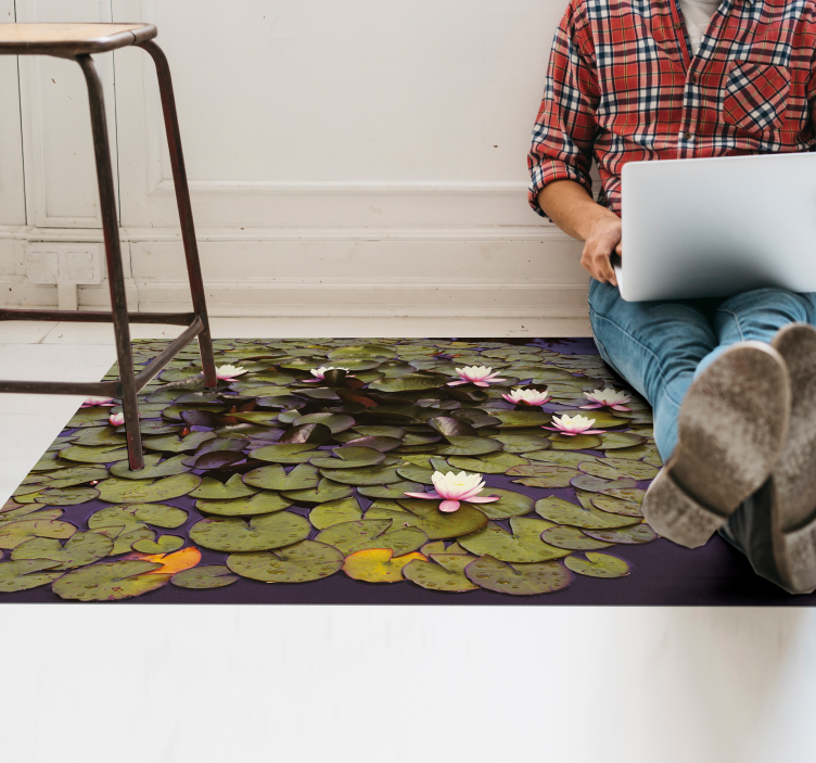 Lily Pond Beauty vinyl rug flowers - TenStickers
