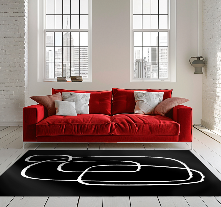 Line art black vinyl rug - TenStickers