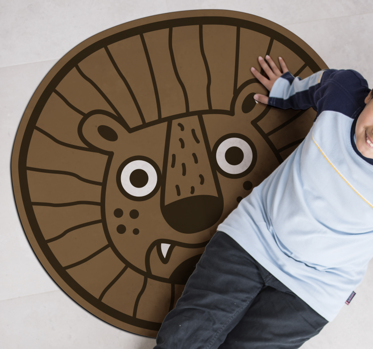 Lion Cartoon Circle kids vinyl rug - TenStickers