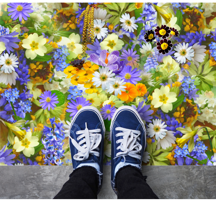 Lively Blossom Concept vinyl rug flowers - TenStickers