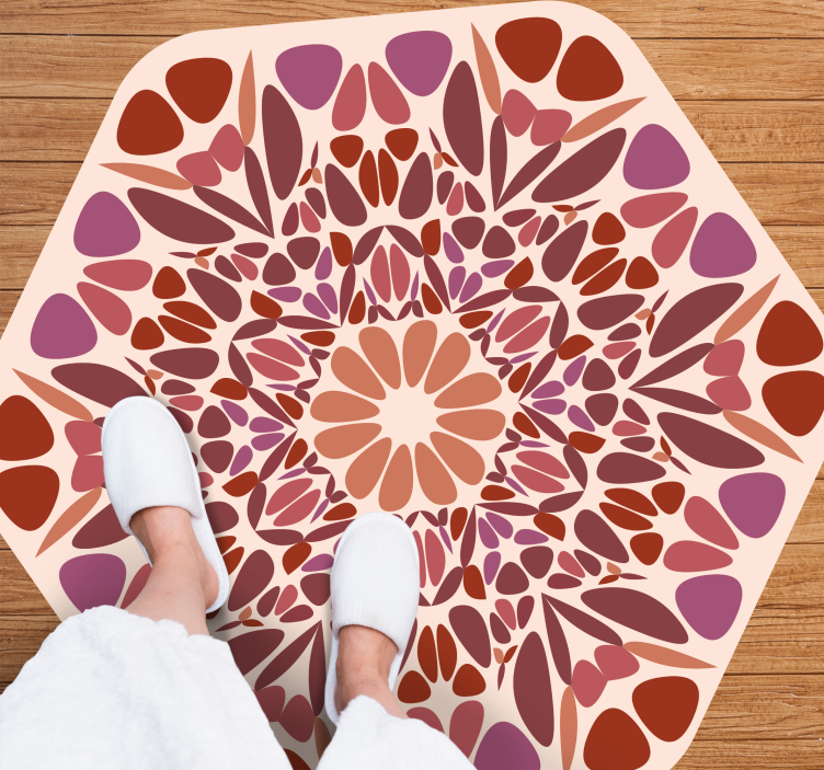 Lively floral element mandala vinyl rug - TenStickers