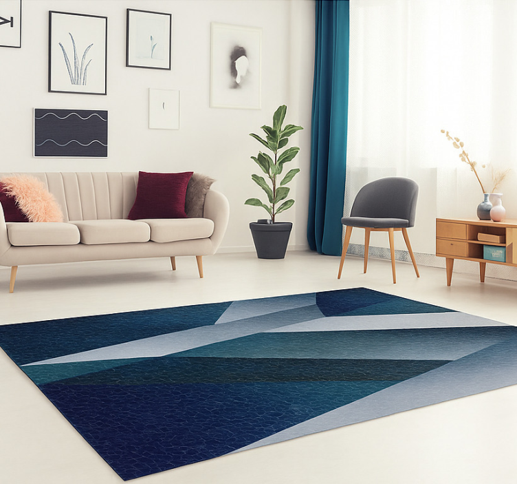 Living room vinyl rug blue shards pattern mat - TenStickers
