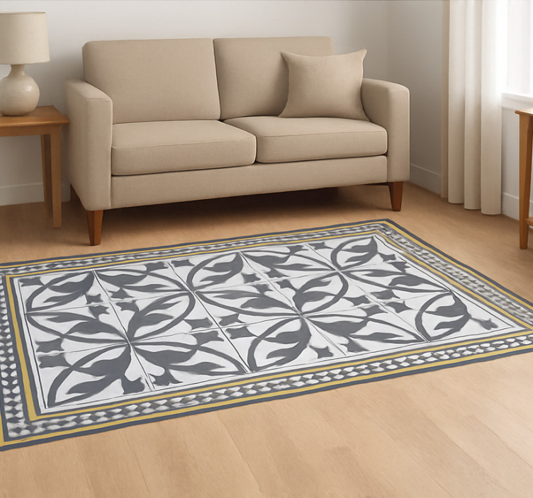 Living room vinyl rug encaustic style mat - TenStickers