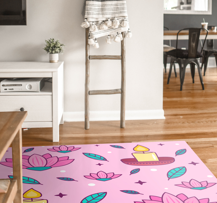 Lotus Blossom Ambience vinyl rug flowers - TenStickers
