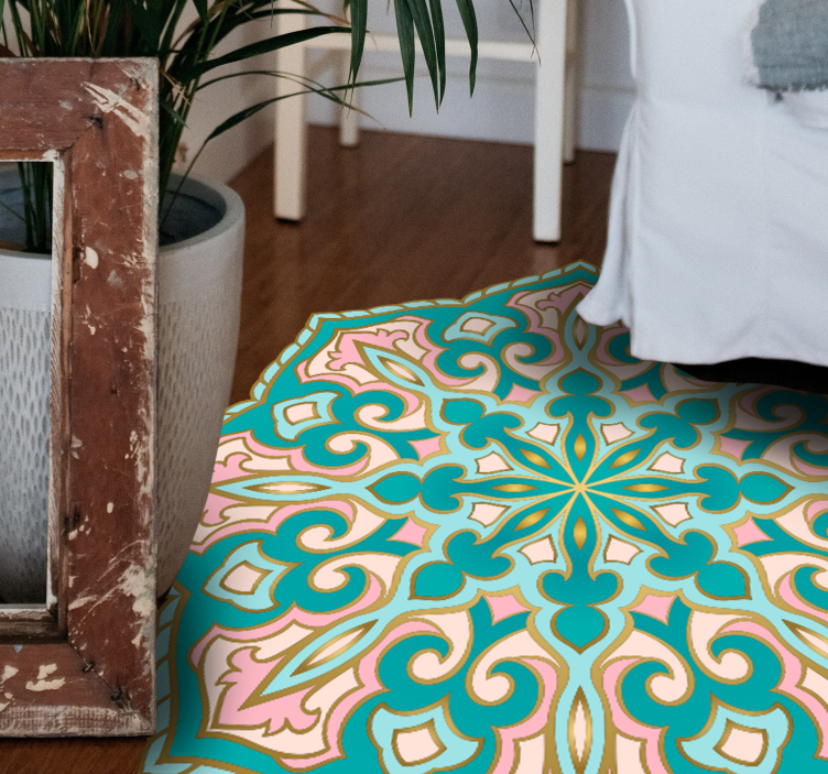 Mandala-Inspired Medallion mosaic vinyl rug - TenStickers