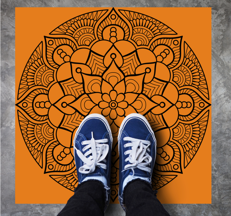 Mandala vinyl rug orange mandala pattern - TenStickers