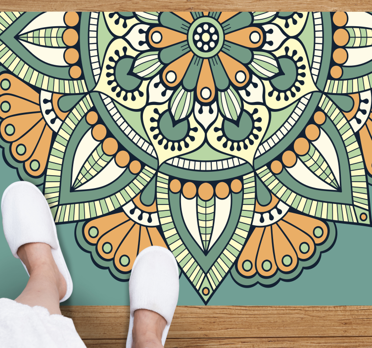 Mandala vinyl rug with half floral design - TenStickers