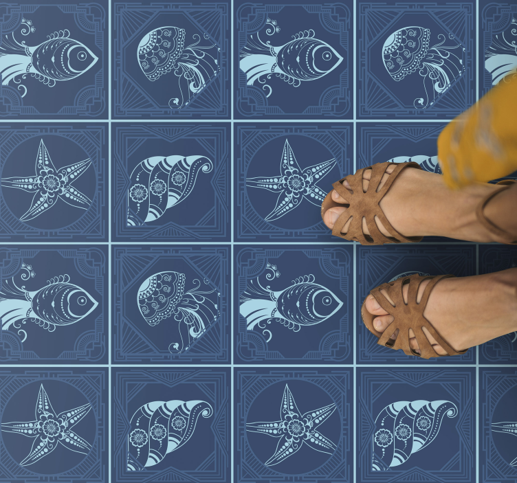 Marine life design vinyl rug bathroom - TenStickers