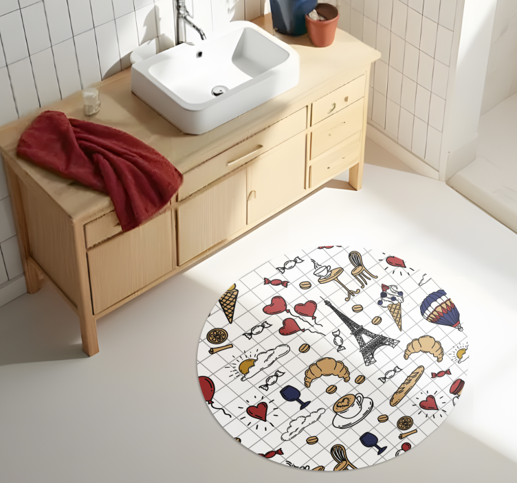 Minimalistic Paris design vinyl rug bathroom - TenStickers