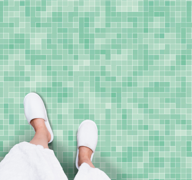 Mint Mosaic Pattern tile vinyl rug - TenStickers
