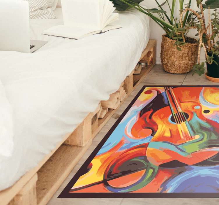 Modern art colorful guitar vinyl rug - TenStickers