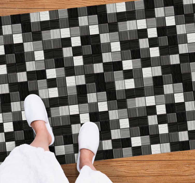 Grey shade squares vinyl rug bathroom - TenStickers