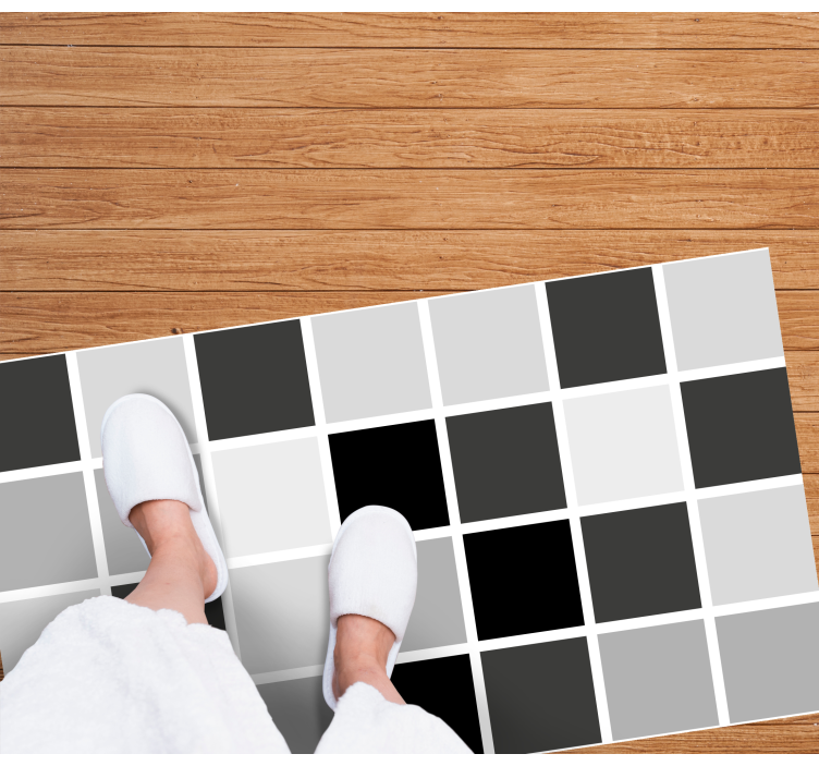 Gray shades squares vinyl rug bathroom - TenStickers