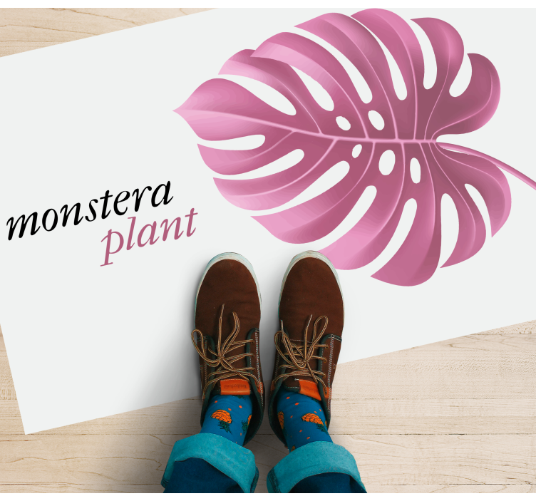 Pink monstera plant vinyl rug flowers - TenStickers