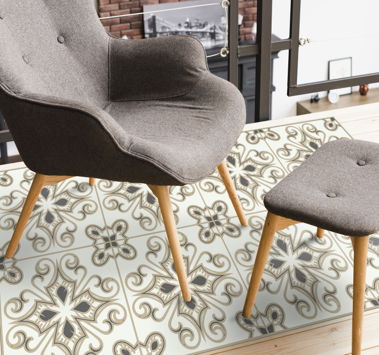 Moroccon style with flowers modern vinyl rug - TenStickers