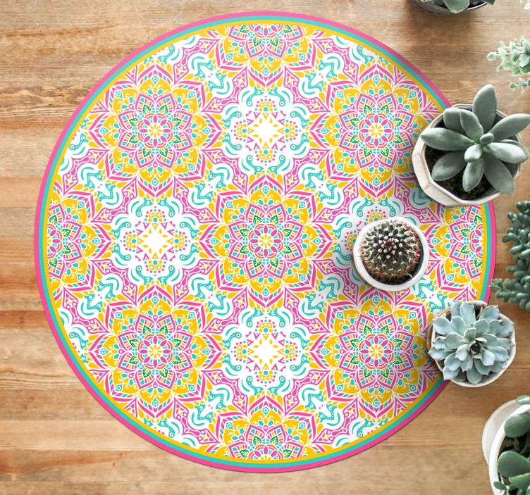 Colourful Mosaic mandala vinyl rug - TenStickers