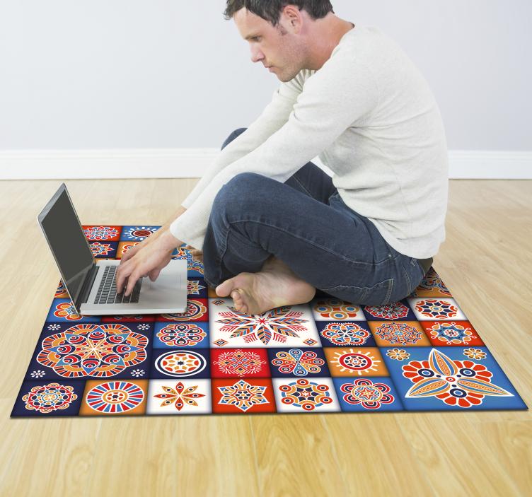 Mosaic Tilework geometric vinyl rug - TenStickers