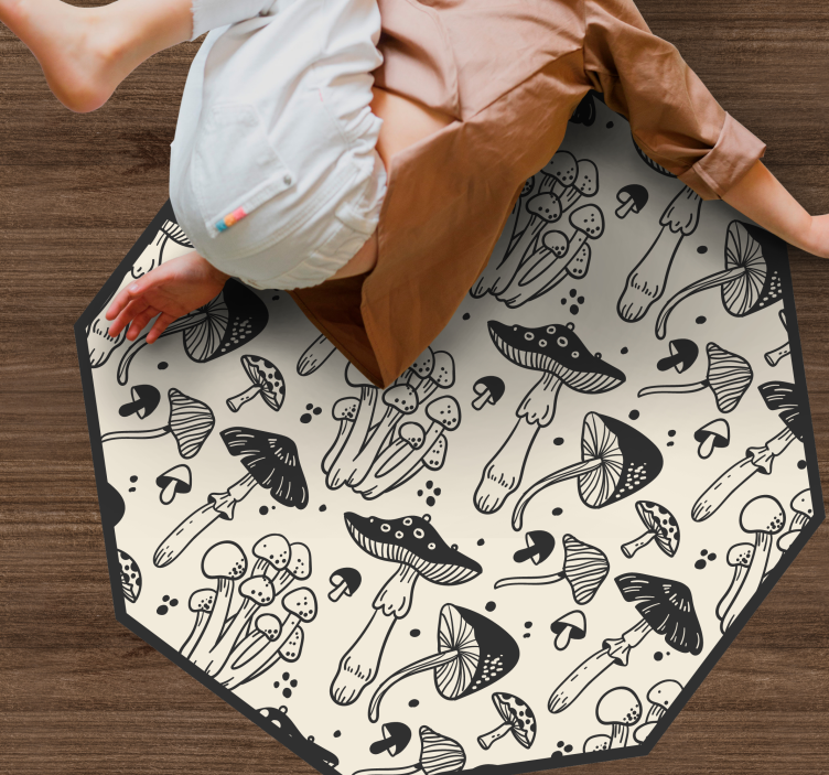 Mushroom realm vinyl rug flowers - TenStickers