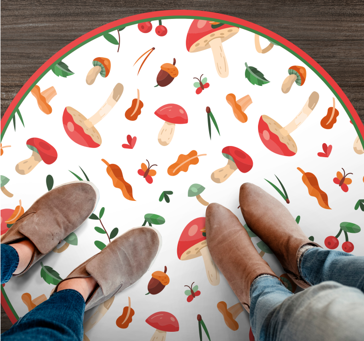 Mushroom floral motif vinyl rug flowers - TenStickers